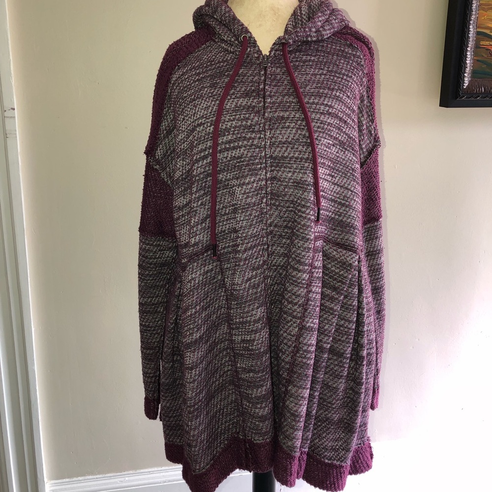 Free People zip front hoodie, Size M, plum